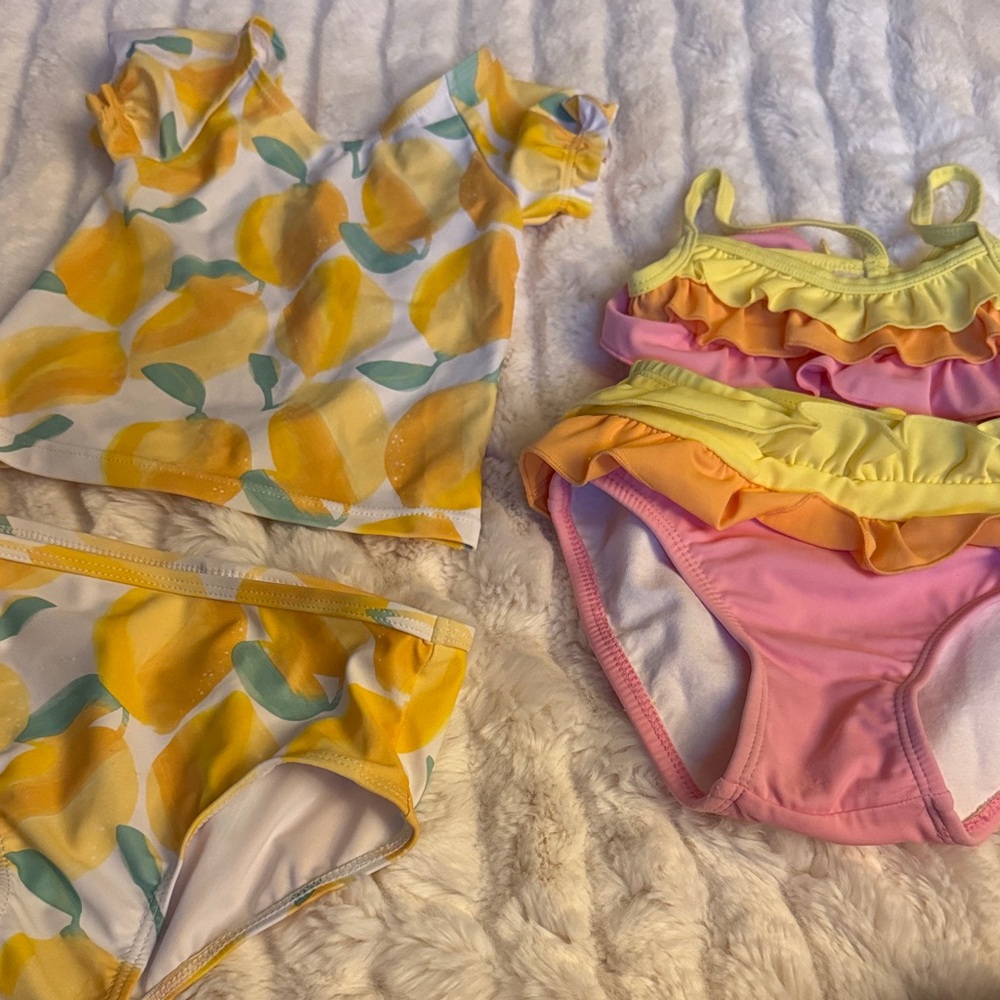 Gymboree Pink Bikini Bottoms with Yellow and Orange Ruffle Trim